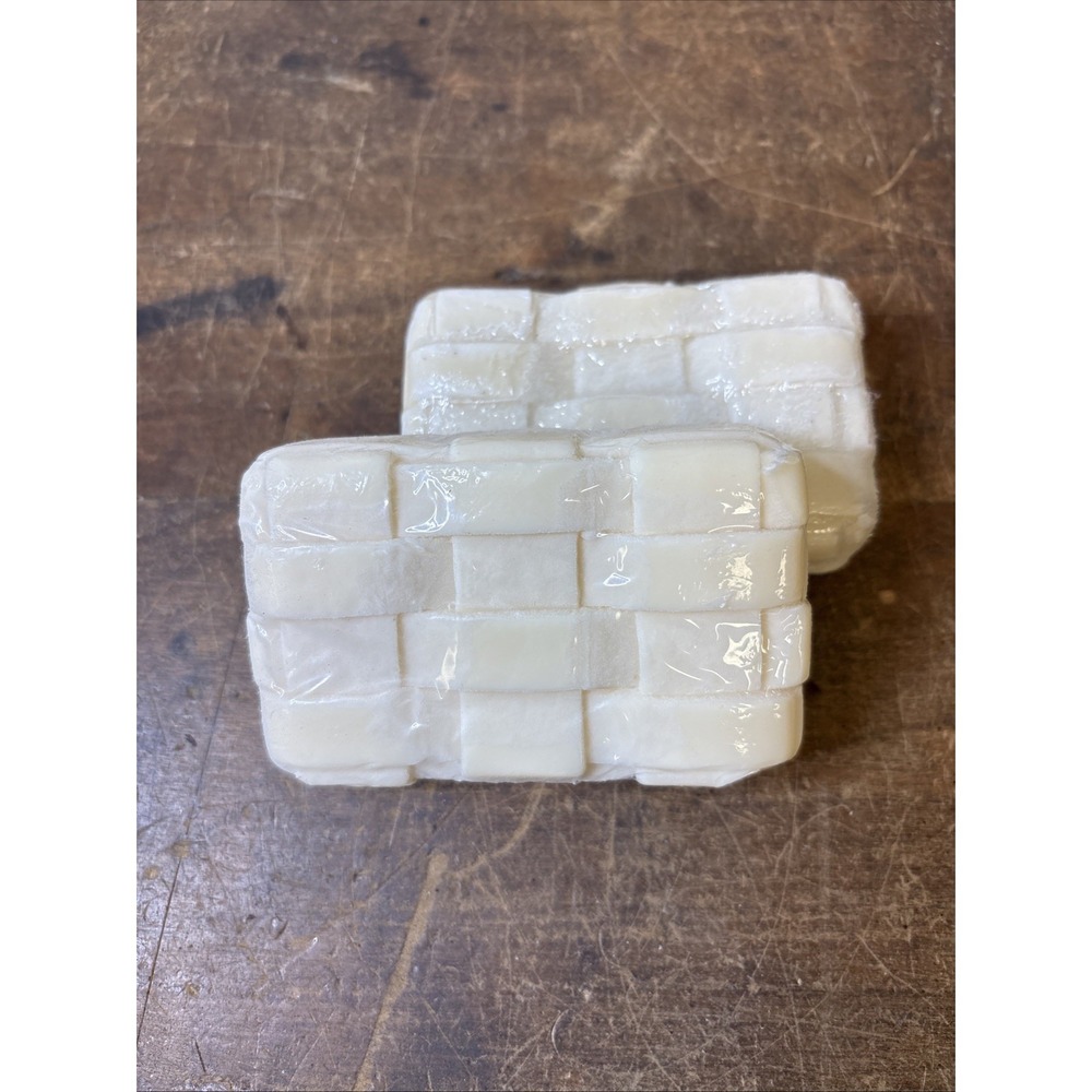 Lot of 2 Vintage Longaberger Woven Glycerine Soap Bars Ivory/Cream New